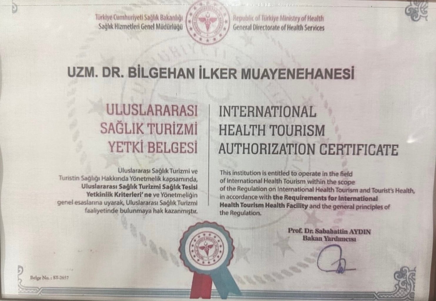 Health Tourism Authorization Certificate