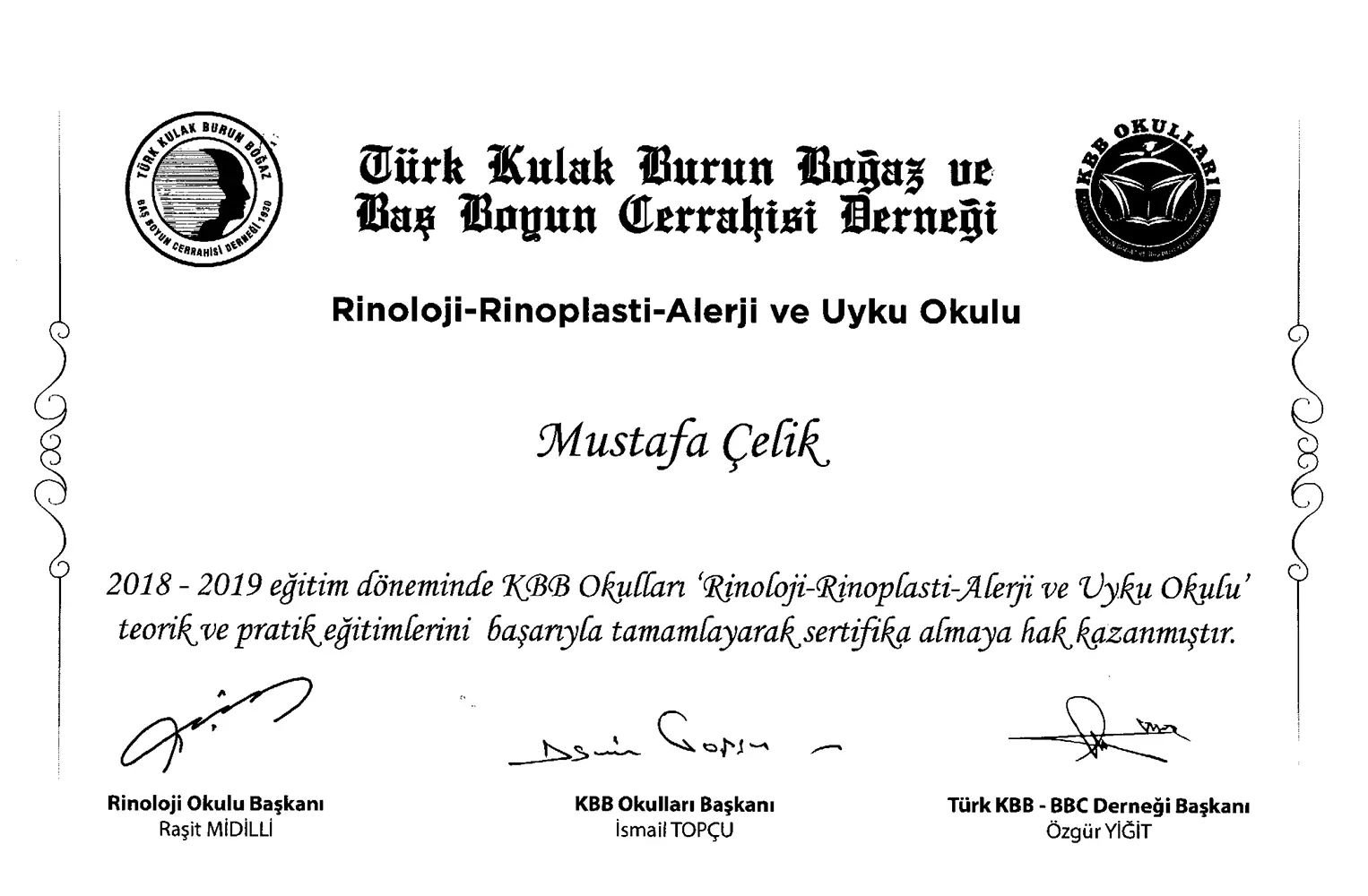 Rhinology – Rhinoplasty – Allergy and Sleep School Certification (2018–2019)