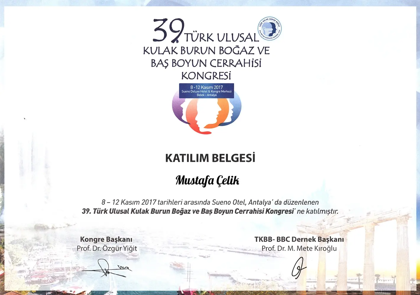 39th Turkish National ENT and Head & Neck Surgery Congress (2017)