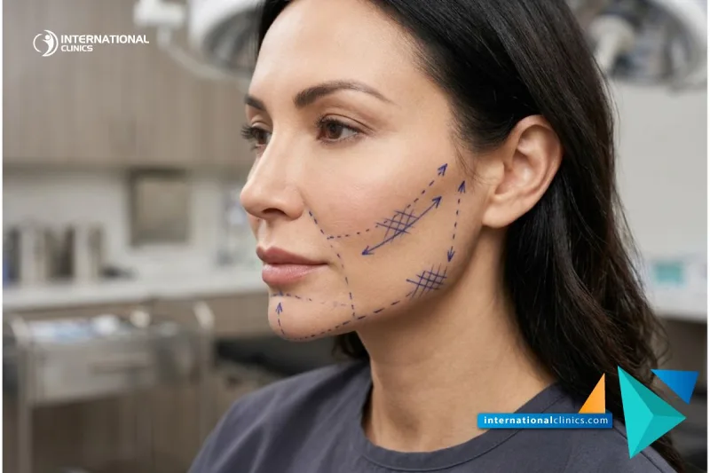 Aesthetic facial profile showing chin and cheek contouring for Silicone Chin and Cheek Implants Cost at International Clinics.
