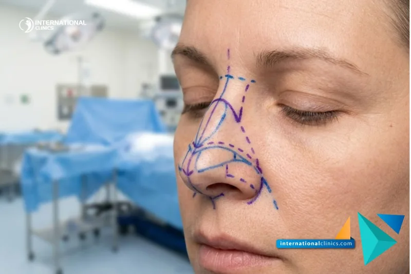 Clinical photograph of pre-operative planning for Nasal Cartilage Reconstruction in Turkey at International Clinics.