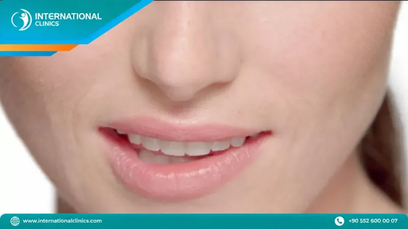 Lip lift in Turkey - close-up of the nose and upper lip