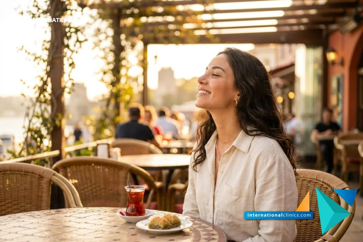 Confident person enjoying the outdoors with a beautiful natural facial profile after successful Awake Rhinoplasty in Turkey.