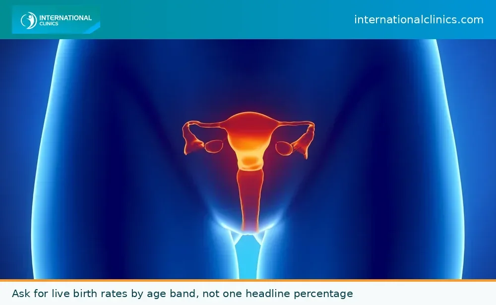 Medical illustration of the uterus and ovaries used when reviewing fertility clinic success rates